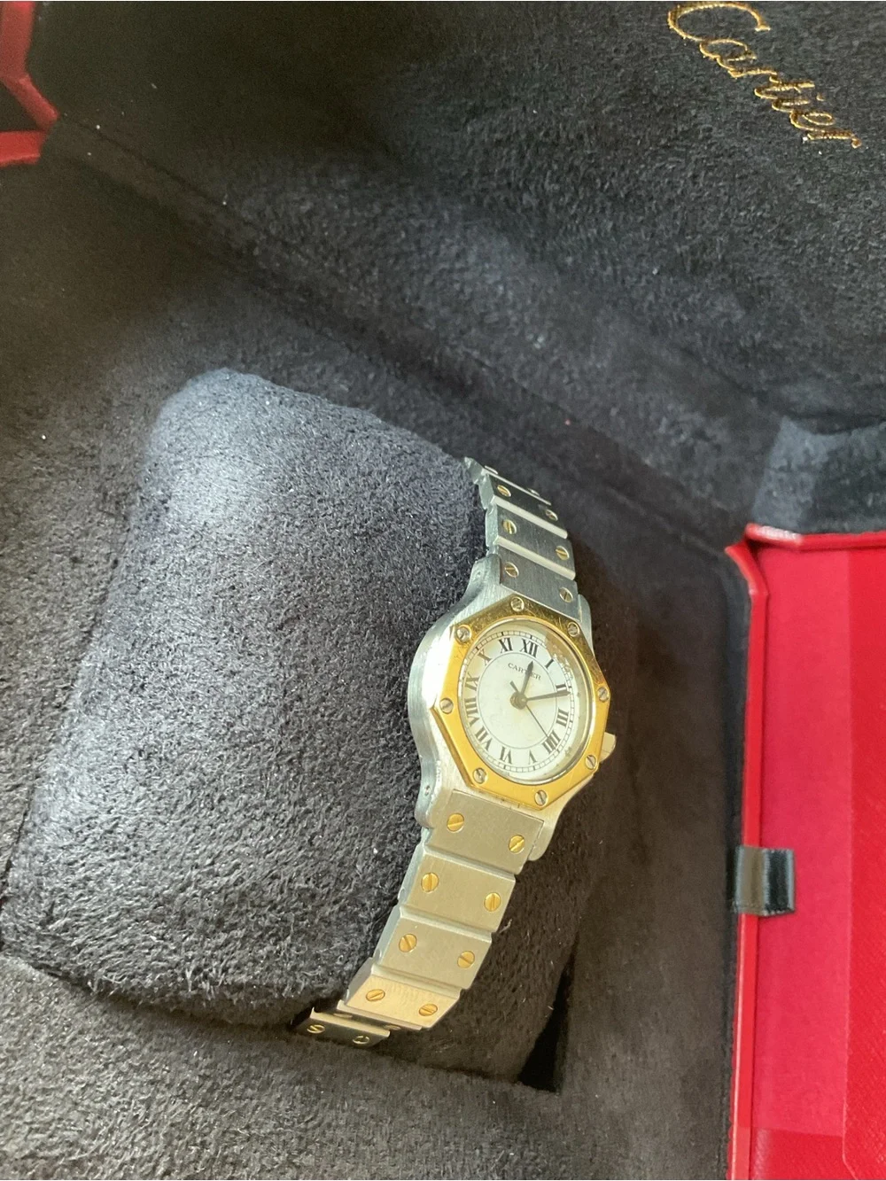 Cartier Two-Tone Silver and 18k Gold Santos Women's Watch - Picture 3 of 11